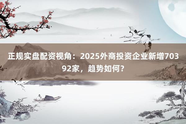 正规实盘配资视角：2025外商投资企业新增70392家，趋势如何？