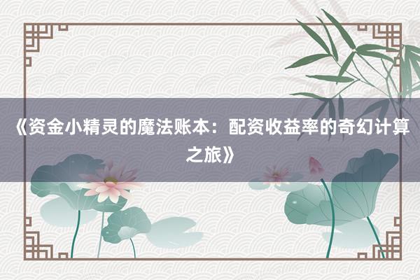 《资金小精灵的魔法账本：配资收益率的奇幻计算之旅》