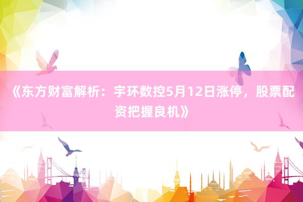 《东方财富解析：宇环数控5月12日涨停，股票配资把握良机》