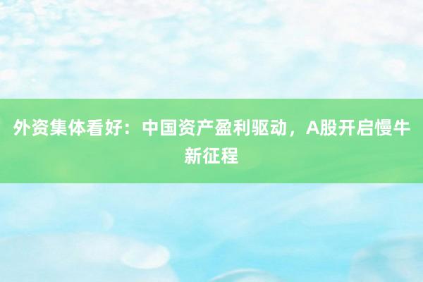 外资集体看好：中国资产盈利驱动，A股开启慢牛新征程