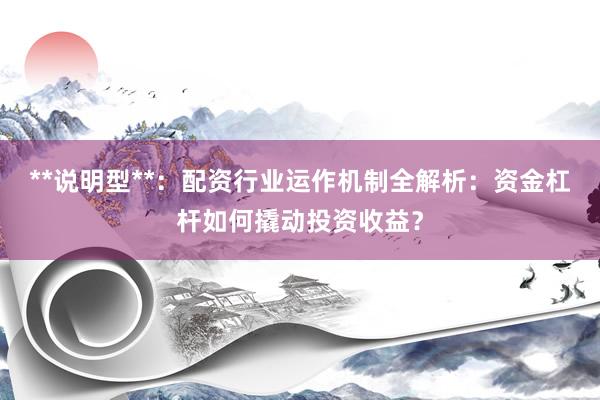 **说明型**：配资行业运作机制全解析：资金杠杆如何撬动投资收益？