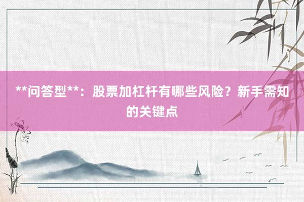 **问答型**：股票加杠杆有哪些风险？新手需知的关键点