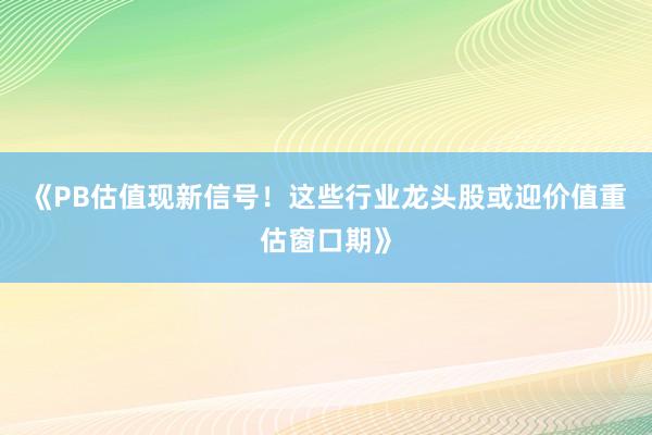 《PB估值现新信号！这些行业龙头股或迎价值重估窗口期》