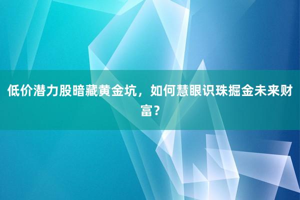 低价潜力股暗藏黄金坑,如何慧眼识珠掘金未来财富?
