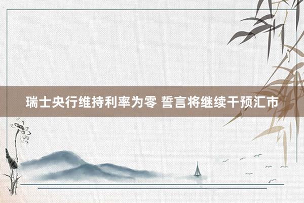 瑞士央行维持利率为零 誓言将继续干预汇市