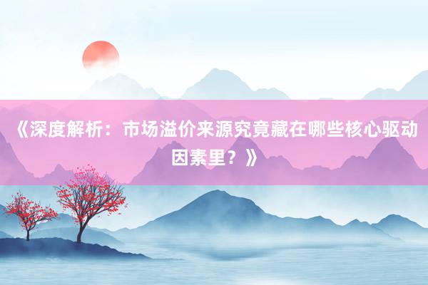 《深度解析：市场溢价来源究竟藏在哪些核心驱动因素里？》