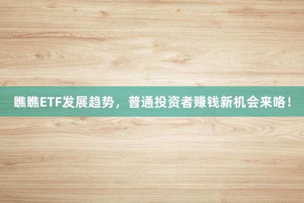 瞧瞧ETF发展趋势，普通投资者赚钱新机会来咯！