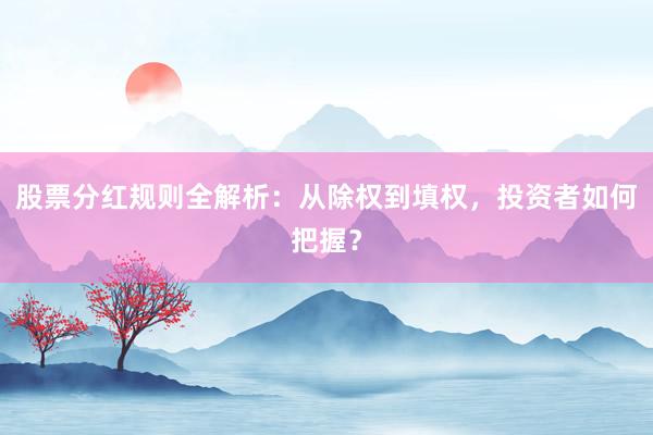 股票分红规则全解析：从除权到填权，投资者如何把握？