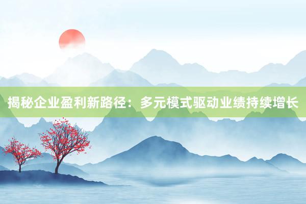 揭秘企业盈利新路径：多元模式驱动业绩持续增长