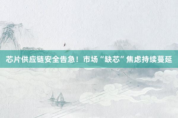 芯片供应链安全告急！市场“缺芯”焦虑持续蔓延
