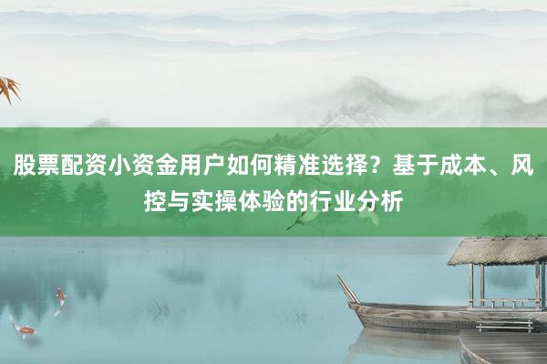 股票配资小资金用户如何精准选择？基于成本、风控与实操体验的行业分析