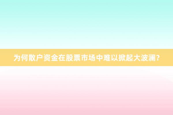 为何散户资金在股票市场中难以掀起大波澜？